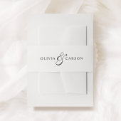 Modern Elegant Zwart Wit Custom Monogram Bruiloft Uitnodigingen Wikkel