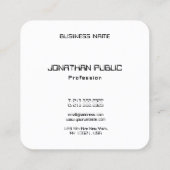 Modern Elegant Zwart-Wit Eenvoudige Sjabloon Vierkante Visitekaartje (Achterkant)