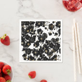 Modern Elegant Zwart Wit en Goud Bloemen Patroon Servet (Insitu)
