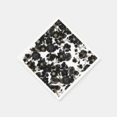 Modern Elegant Zwart Wit en Goud Bloemen Patroon Servet (Hoek)
