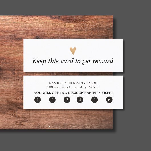 Modern Elegant Zwart Wit Faux Goud Hart Klantenkaartje