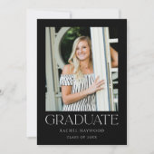 Modern Elegant Zwart Wit Foto Graduation Party Kaart (Voorkant)