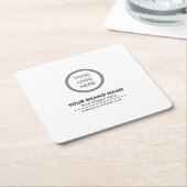 Modern Elegant Zwart-Wit Gepersonaliseerde Logo Kartonnen Onderzetters (Schuin)