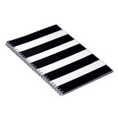 Modern elegant zwart-wit gestreept Notitieboek (Rechterzijde)