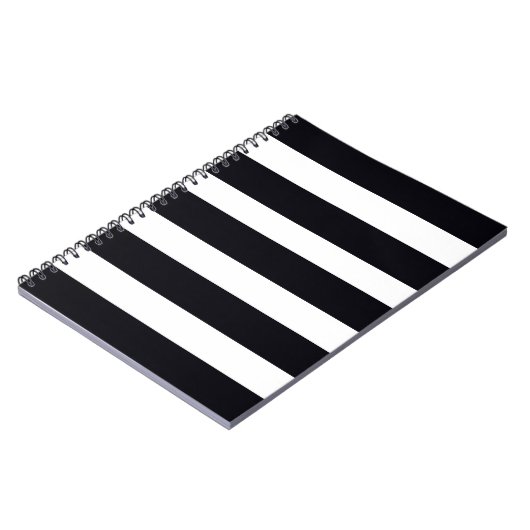 Modern elegant zwart-wit gestreept Notitieboek (Linkerzijde)