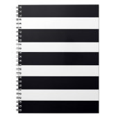 Modern elegant zwart-wit gestreept Notitieboek (Voorkant)