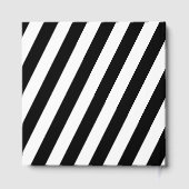 Modern Elegant Zwart & Wit Goud Gestreepte Bruilof Gastenboek (Achterkant)