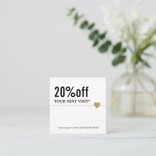 Modern Elegant Zwart Wit Goud Schoonheid Coupon (Staand voorkant)