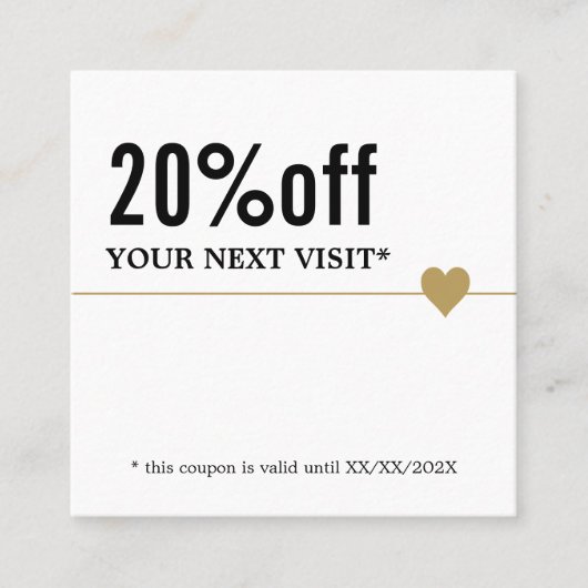 Modern Elegant Zwart Wit Goud Schoonheid Coupon (Voorkant)
