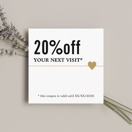 Modern Elegant Zwart Wit Goud Schoonheid Coupon