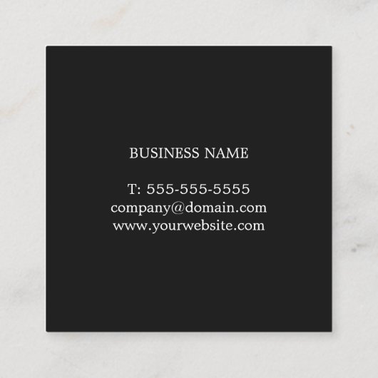 Modern Elegant Zwart Wit Kartonnen Consultant Vierkante Visitekaartje (Achterkant)