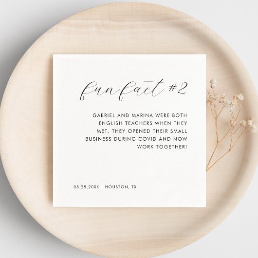 Modern Elegant Zwart & Wit Leuk Fact # 2 Bruiloft Servet