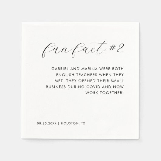 Modern Elegant Zwart & Wit Leuk Fact # 2 Bruiloft Servet (Voorkant)