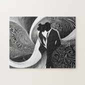Modern Elegant Zwart & Wit Magic Couple Abstract Legpuzzel (Horizontaal)