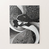 Modern Elegant Zwart & Wit Magic Couple Abstract Legpuzzel (Verticaal)