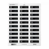 modern & elegant, zwart & wit, monogram etiket (Full Sheet)