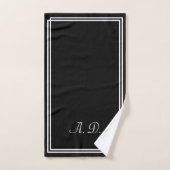 Modern Elegant Zwart Wit Monogram Initialen Bad Handdoek (Handdoek)