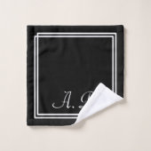Modern Elegant Zwart Wit Monogram Initialen Bad Handdoek (Wasdoekje)