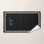 Modern Elegant Zwart Wit Monogram Initialen Bad Handdoek (Handdoek)