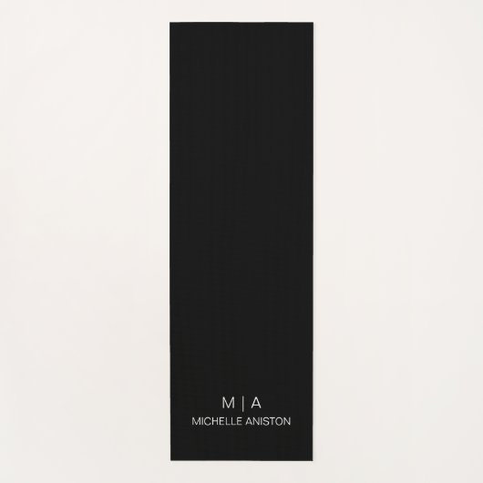 Modern Elegant Zwart Wit Monogram Minimalist Yogamat (Voorkant)