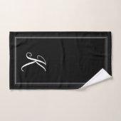 Modern Elegant Zwart Wit Monogram Script Bad Handdoek (Handdoek)