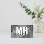 Modern Elegant Zwart Wit Monogram Visitekaartje (Staand voorkant)