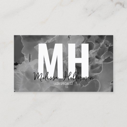 Modern Elegant Zwart Wit Monogram Visitekaartje (Voorkant)