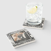 Modern elegant zwart-wit ontwerp met foto stenen onderzetter (Zijkant)