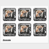 Modern elegant zwart-wit ontwerp met foto vierkante sticker (Vel)