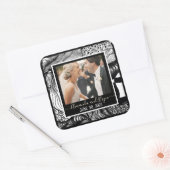 Modern elegant zwart-wit ontwerp met foto vierkante sticker (Envelop)