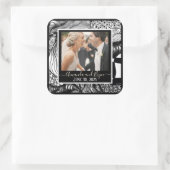 Modern elegant zwart-wit ontwerp met foto vierkante sticker (Tas)