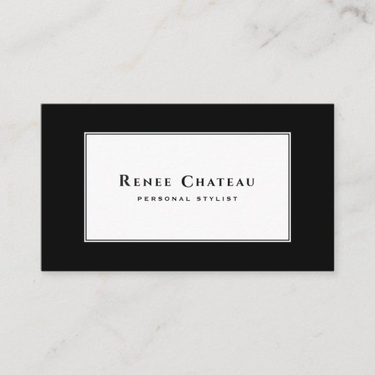 Modern  Elegant Zwart Wit Professioneel Visitekaartje (Voorkant)