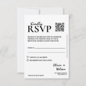 Modern Elegant Zwart & Wit QR Code Huwelijk RSVP (Achterkant)