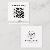 Modern Elegant Zwart Wit QR Code Social Media Vierkante Visitekaartje (Voorkant / Achterkant)