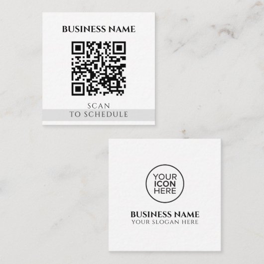Modern Elegant Zwart Wit QR Code Social Media Vierkante Visitekaartje (Voorkant / Achterkant)