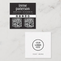 Modern Elegant Zwart Wit QR Code Social Media