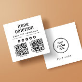 Modern Elegant Zwart Wit QR Code Social Media Vierkante Visitekaartje