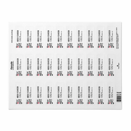 Modern elegant zwart wit rood etiket (Full Sheet)