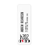 Modern elegant zwart wit rood etiket (Voorkant)