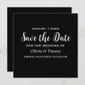 Modern Elegant Zwart-wit Save The Date Kaart (Voorkant / Achterkant)