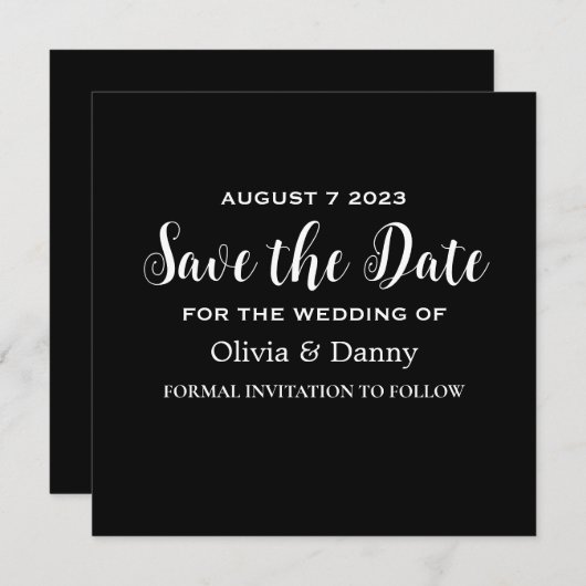 Modern Elegant Zwart-wit Save The Date Kaart (Voorkant / Achterkant)