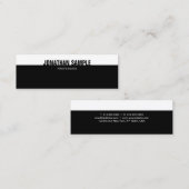 Modern Elegant Zwart Wit Sjabloon Creative B&W Mini Visitekaartje (Voorkant / Achterkant)