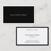 Modern elegant zwart wit, stijlvol, draagbaar visitekaartje (Voorkant / Achterkant)