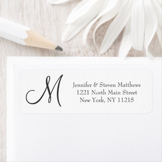 Modern Elegant Zwart-wit Trendy Monogram Etiket (Insitu)