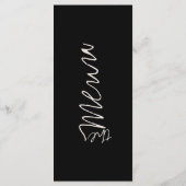 Modern Elegant Zwart-Wit Trouwdiner Menu (Achterkant)