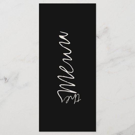 Modern Elegant Zwart-Wit Trouwdiner Menu (Achterkant)