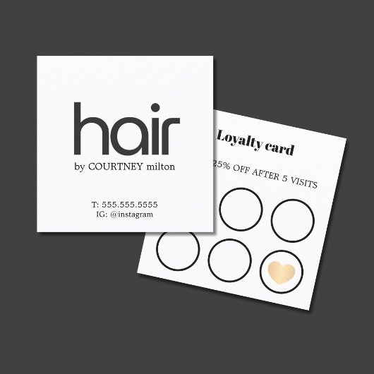 Modern Elegant Zwart Wit Vet Faux Goud Hart Vierkante Visitekaartje