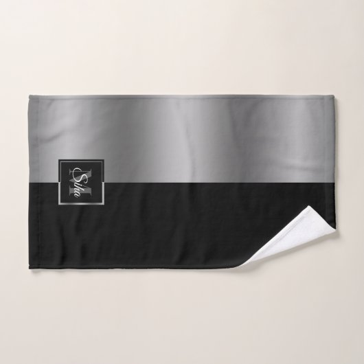 Modern Elegant Zwart & Zilver geometrisch ontwerp Bad Handdoek (Handdoek)