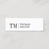 Modern Elegant ZwartWit Vet Monogram Consultant Mini Visitekaartje (Voorkant)