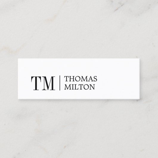 Modern Elegant ZwartWit Vet Monogram Consultant Mini Visitekaartje (Voorkant)